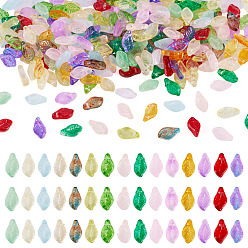 (52) Непрозрачная лаванда 300 шт 15 цвета стеклянные бусины, лист, разноцветные, 12x6.5x5 мм, отверстие : 0.8 мм, 20 шт / цвет