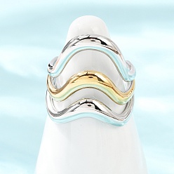 Золотой & Цвет Нержавеющей Стали 304 открытые манжеты из нержавеющей стали для женщин, неровная кривая линия, золотые и нержавеющая сталь цвет, 22 мм, внутренний диаметр: 17.2 мм