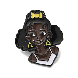 Yellow Human Girl Enamel Pins, Black Alloy Brooch for Backpack Clothes, Yellow, 30.5x24.5x1.2mm