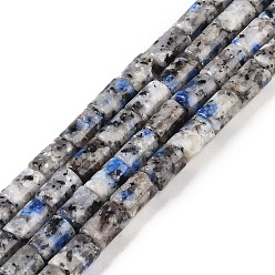 Шифер Серый Природных кунжута яшмы бисер нитей, окрашенные, колонка, шифер серый, 7.5~8.5x5~6 мм, отверстие : 1 мм, около 45~46 шт / нитка, 14.69~15.04 дюйм (37.3~38.2 см)