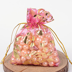 Орхидея Розы из органзы мешки печатается, подарочные пакеты, прямоугольные, сиреневые, 9x7 см