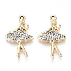 Light Gold Подвески из сплава и страза, uv покрытие, танцор, золотой свет, 28.3x17.1x3 мм, отверстие : 1.8 мм