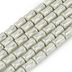 Темный Морско-зеленый Нити бусин из гальванизированного непрозрачного стекла, имитирующие жемчуг, бамбук совместное, темно-зеленый, 10x6 мм, отверстие : 1 мм, около 39 шт / нитка, 15.55'' (39.5 см)