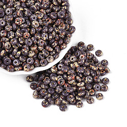 Темно-синий  Шифер Пикассо стеклянные бусины, круглое отверстие, рондель, темный сланец синий, 6~6.5x3 мм, отверстие : 1.4 мм, Около 2500 шт / фунт