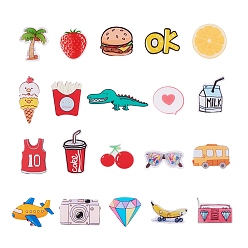 (52) Непрозрачная лаванда Акриловые защитные броши, с пин железа, разнообразные, разноцветные, 24~62x26~70x8.5 мм , штифт: 0.7 мм, 20 шт / комплект