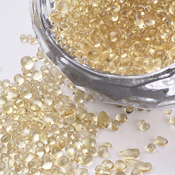 Бледно-Золотистый Бисер из стекла , окрашенные, прозрачные цвета, для украшения ногтей, нет отверстий / незавершенного, чип, бледно золотарник, 1~3x1~1.5x1~1.5 мм, о 450 г / мешок