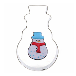 Stainless Steel Color Tarnish Resistant 304 Stainless Steel Christmas Cookie Cutters, Cookies Moulds, DIY Biscuit Baking Tool, Snowman, Stainless Steel Color, 77x49x17.5mm