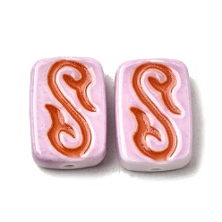 Pink Фарфоровые бусины ручной работы, прямоугольные, пастельный фарфор, розовые, 22.5~23.5x15.5~16.5x8.5 мм, отверстие : 1.5~1.6 мм