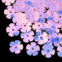 Бледно-Розовый Аксессуары для орнаментов, пластиковые пайетки / блестки из пвх, цветок, розовый жемчуг, 9~9.5x9~9.5x1 мм, Отверстие : 1 мм , около 20000 шт / 500 г