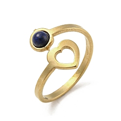 Ляпис-Лазурь 304 Нержавеющая сталь с ионным покрытием из натурального лазурита (IP), Внутренний диаметр: 18 мм.