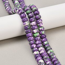 Фиолетовый Нити окрашенных синтетических бусин из речного камня, рондель, фиолетовые, 10x6 мм, отверстие : 1.2 мм, около 62 шт / нитка, 15.63'' (39.7 см)