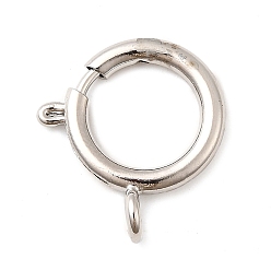 Платинированный Латунная застежка пружинного кольца, стойки покрытие, без никеля , Реальная платина, 23x19.5x3 мм, отверстие : 2.7 мм