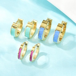 (52) Непрозрачная лаванда 304 обруч серьги из нержавеющей стали эмаль, золотые, разноцветные, 12~15.5x13.5~16x2~4 мм, 3 пар / набор