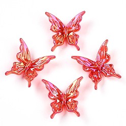 Малиновый Прозрачные акриловые бусины, бабочка, с покрытием AB цвета, малиновый, 25x25x8.5 мм, отверстие : 1.5 мм, Около 580 шт / 500 г