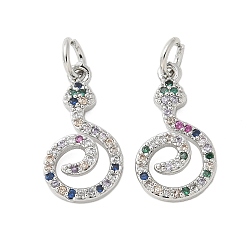 Платина Латунные микро проложить кубического циркония подвески, без кадмия, без никеля и без свинца, змеиные чары, с целью перехода в кольце, платина, 17.5x9.5x3.5 мм, отверстие : 3 мм