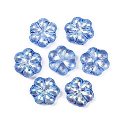 Синий Чешские прессованные стеклянные бусины, цветок, синие, 16x15.5x5.5 мм, отверстие : 1 мм, около 60 шт / упаковка