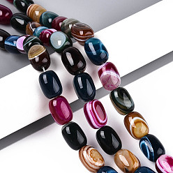 (52) Непрозрачная лаванда Природный агат бисер нитей, окрашенные, баррель, разноцветные, 16~18x12~13.5 мм, отверстие : 1 мм, около 22 шт / нитка, 15.35 дюйм (39 см)