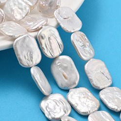 Белый Дым Натуральный жемчуг в стиле барокко кеши, культивированный пресноводный жемчуг, прямоугольные, класс 4а+, серый, 18~28x13~16x3~9 мм, отверстие : 0.5~0.6 мм, около 16~22 шт / нитка, 14.57''~15.75'' (37~40 см)