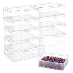 Transparent 12pcs Plastikperlenbehälter, Rechteck, Transparent, 14.4x10.8x4.75 cm, Innendurchmesser: 13.9x10 cm