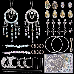 (52) Непрозрачная лаванда Наборы для самостоятельного изготовления ловцов солнца, включают железные ссылки, Подвески из сплава , натуральный аметист и стеклянная бусина, латунные цепочки, 304 из нержавеющей стали пряжки, разноцветные, 0.3 мм