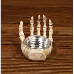 Palm Подсвечник из смолы на тему хэллоуина, Скелет руки, ладонь, 5.5x6x5.5 см