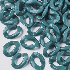 Кадет Синий Непрозрачные акриловые соединительные кольца, разъемы для быстрой связи, для изготовления бордюрных цепей, твист, кадетский синий, 22x16.5x5.5 мм, внутренней меры: 12x6 мм