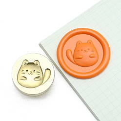 Cat Shape Круглые латунные головки штампа, золотые, форма кошки, 25 мм