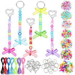 (52) Непрозрачная лаванда Наборы для поиска ювелирных изделий своими руками, в том числе железные кольца для ключей, Карабин-лобстер из цинкового сплава, Акриловые бусины, Бисер из стекла , вощеный шнур полиэстера, разноцветные, 20x2 мм, внутренний диаметр: 17 мм, 20 шт