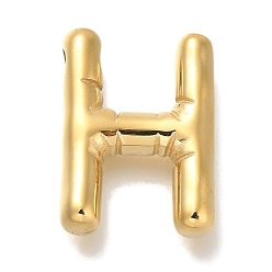 Letter H Вакуумное покрытие pvd 304 подвески из нержавеющей стали, реальный 18 k позолоченный, буквенное очарование, Письмо ч, 19x14x4.5 мм, отверстие : 2 мм