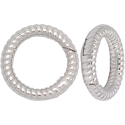 Платина 2 шт. 925 Кольца с пружинным затвором из стерлингового серебра, полосатое кольцо, платина, 12x2 мм, 2 шт / комплект