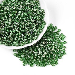 Морско-зеленый Краска для выпечки пикассо стеклянные бусины, круглые, цвета морской волны, 4~4.5 мм, отверстие : 1 мм, Около 4500 шт / фунт