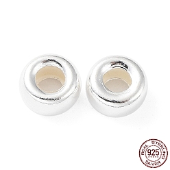 Серебро 925 шарики стерлингового серебра, рондель, серебряные, 5.3x3 мм, отверстие : 2.1 мм