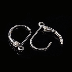 Silver 925 Sterling Silver Hoop Earrings, Leverback Earrings, Silver, 16x9x1.5mm, Hole: 1mm, Pin: 0.8mm