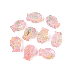 Pink Прозрачные стеклянные бусины пикассо, рыба, розовые, 14.5x10x5.5~6 мм, отверстие : 1.2 мм, Около 478 шт / фунт
