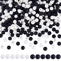 (52) Непрозрачная лаванда 5 нити 2 цвета натуральный лавовый камень круглые бусины нити, разноцветные, 6 мм, отверстие : 1 мм, около 60~64 шт / нитка, 15.5~15.7 дюйм, 2.5 пряди / цвет