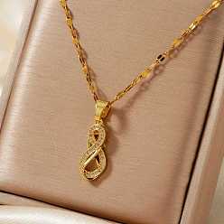 Золотой Ожерелья с подвесками в виде ленты из латуни с микропаве из прозрачных кубических цирконий в стиле хип-хоп, для повседневного и праздничного образа, золотые, 15.75 дюйм (40 см)