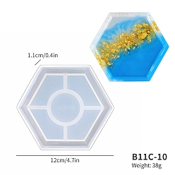 Шестиугольник Чашки коврик силиконовые формы, формы для литья смолы, для уф-смолы, изготовление изделий из эпоксидной смолы, шестиугольник, 105x120x11 мм