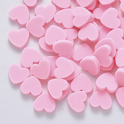 Pink Handmade Polymer Clay Cabochons, Polymer Clay Slices for Resin Crafts & DIY Projects, Heart, Pink, 7~8x8~9x1~4.5mm, about 6000pcs/1000g.