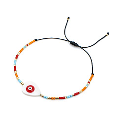 (52) Непрозрачная лаванда Браслеты из плетеных бусин из богемского стекла, украшения от сглаза из натуральных ракушек для женщин, слеза, разноцветные