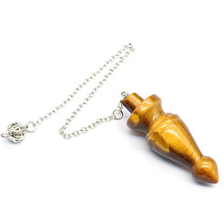 Тигровый глаз Натуральный конус тигрового глаза, биолокационный маятник, большие подвески, с металлическая фурнитурой, 240 мм