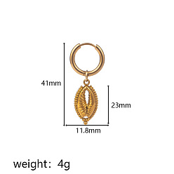 Shell Shape 304 серьги-кольца из нержавеющей стали, реальный 18 k позолоченный, формы раковины, 41x11.8 мм