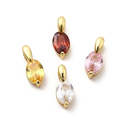 (52) Непрозрачная лаванда Подвески из латуни с микропаве из кубических цирконий в форме конского глаза, стойки покрытие, долговечный, без кадмия и без свинца, золотые, разноцветные, 12x5x5.5 мм, отверстие : 2.5x2.5 мм