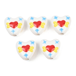 Сердце Фарфоровые бусины ручной работы, сердце, яркие глазированный фарфор, сердце, 14~15x14~15x7~8 мм, отверстие : 3 мм