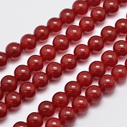 Rouge Brins naturels et teints perles malaisie jade, imitation agate rouge, ronde, rouge, 10mm, Trou: 1.0mm, Environ 38 pcs/chapelet, 15 pouce