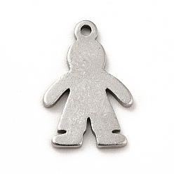 Stainless Steel Color Non-Tarnish 201 Stainless Steel Pendants, Human Charms, Stainless Steel Color, 13x9x1mm, Hole: 1mm