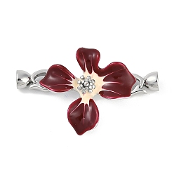 Платина Застежки-застежки из латуни с эмалью, без кадмия, без никеля и без свинца, цветок, платина, 43x26 мм
