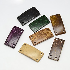 (52) Непрозрачная лаванда Окрашенные украшения из дерева кокосовые компоненты канделябра ссылки, прямоугольные, разноцветные, 40x20x3~5 мм, отверстие : 2 мм