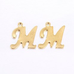 Letter M 201 подвески из нержавеющей стали, буквы, золотые, letter.m, 14x13x1 мм, отверстие : 1 мм