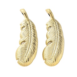 с Золотистым Покрытием Подвески из непрозрачного акрила с гальваническим покрытием, перо, с золотым покрытием, 44x17x7.5 мм, отверстие : 2.5 мм