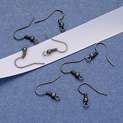 Gunmetal Iron Earring Hooks, Ear Wire, with Horizontal Loop, Cadmium Free & Nickel Free & Lead Free, Gunmetal, 17~19x0.8mm, Hole: 2mm, 22 Gauge, Pin: 0.6mm